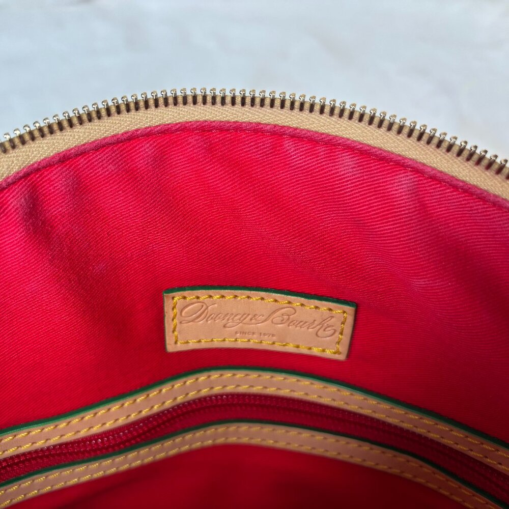 Dooney & Bourke Pink & White Pansy Flower Design With Basketweave Satchel - Picture 16 of 16